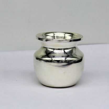 Pure 925 sterling silver handmade plain small Kalash or pot, unique special silver puja article, water or milk kalash pot india sv201 - TRIBAL ORNAMENTS
