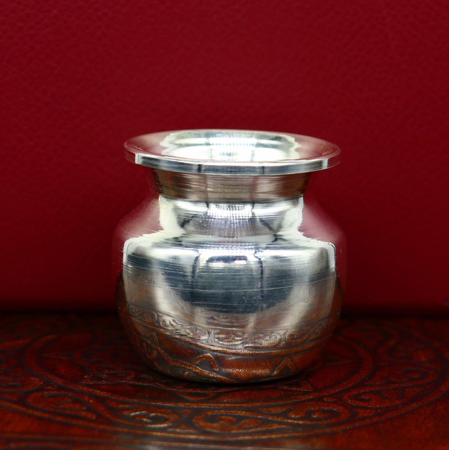 Pure 925 sterling silver handmade plain small Kalash or pot, unique special silver puja article, water or milk kalash pot india sv201 - TRIBAL ORNAMENTS