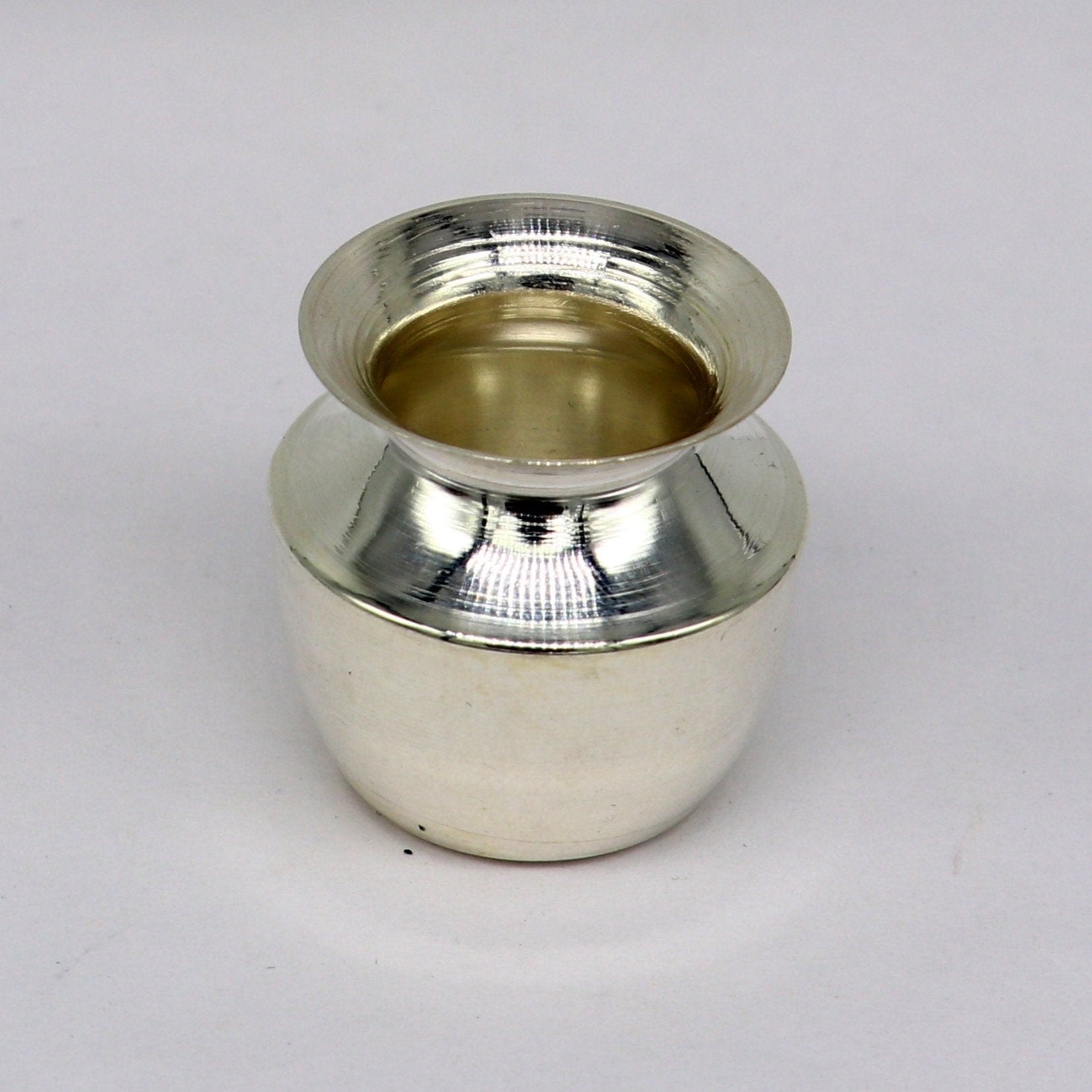 Pure 925 sterling silver handmade plain small Kalash or pot, unique special silver puja article, water or milk kalash pot india sv220 - TRIBAL ORNAMENTS