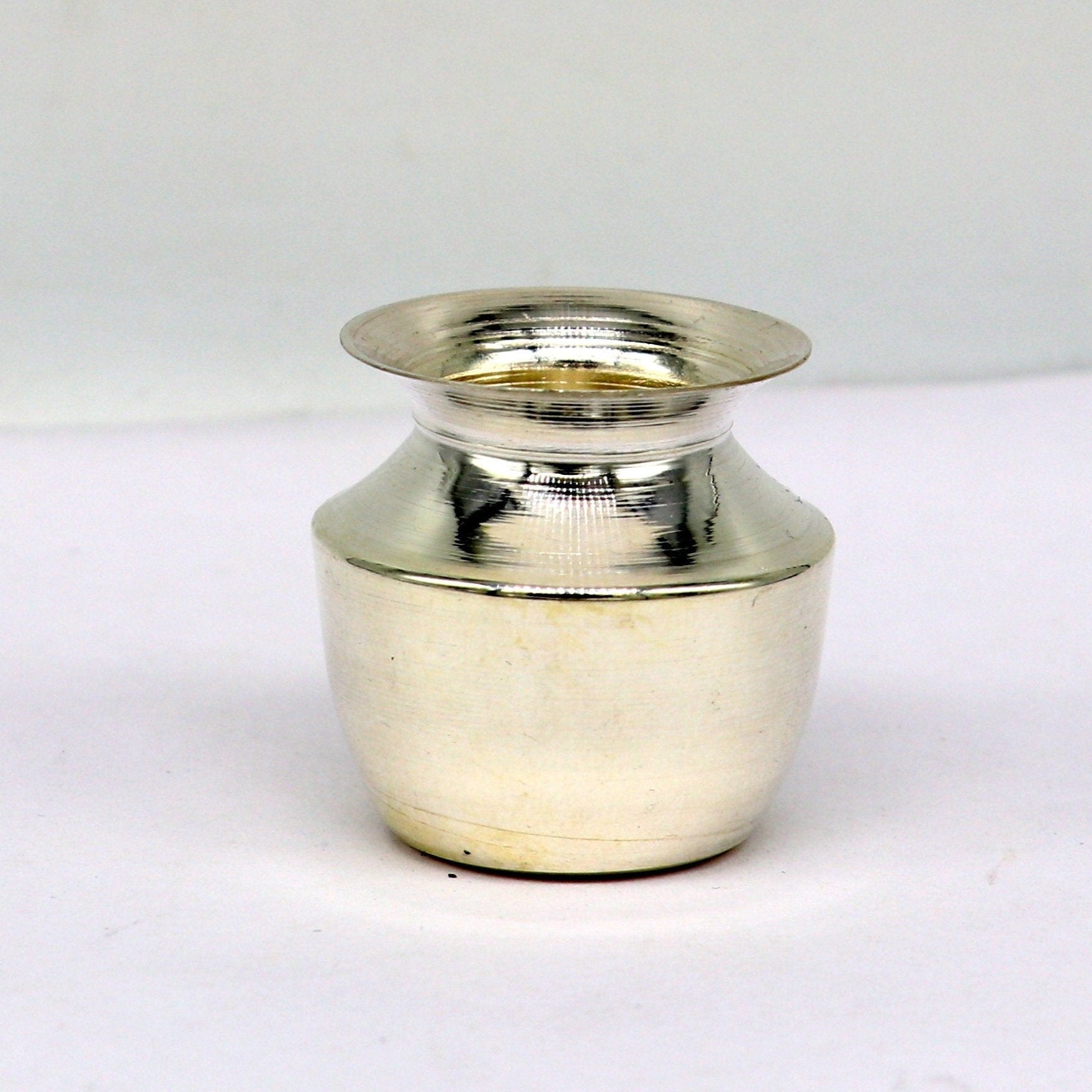 Pure 925 sterling silver handmade plain small Kalash or pot, unique special silver puja article, water or milk kalash pot india sv220 - TRIBAL ORNAMENTS