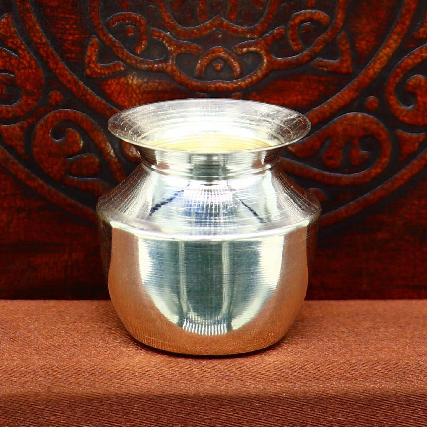 Pure 925 sterling silver handmade plain small Kalash or pot, unique special silver puja article, water or milk kalash pot india sv220 - TRIBAL ORNAMENTS