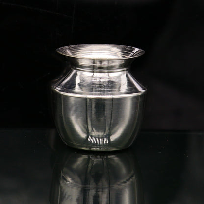Pure 925 sterling silver handmade plain small Kalash or pot, unique special silver puja article, water or milk kalash pot india sv220 - TRIBAL ORNAMENTS