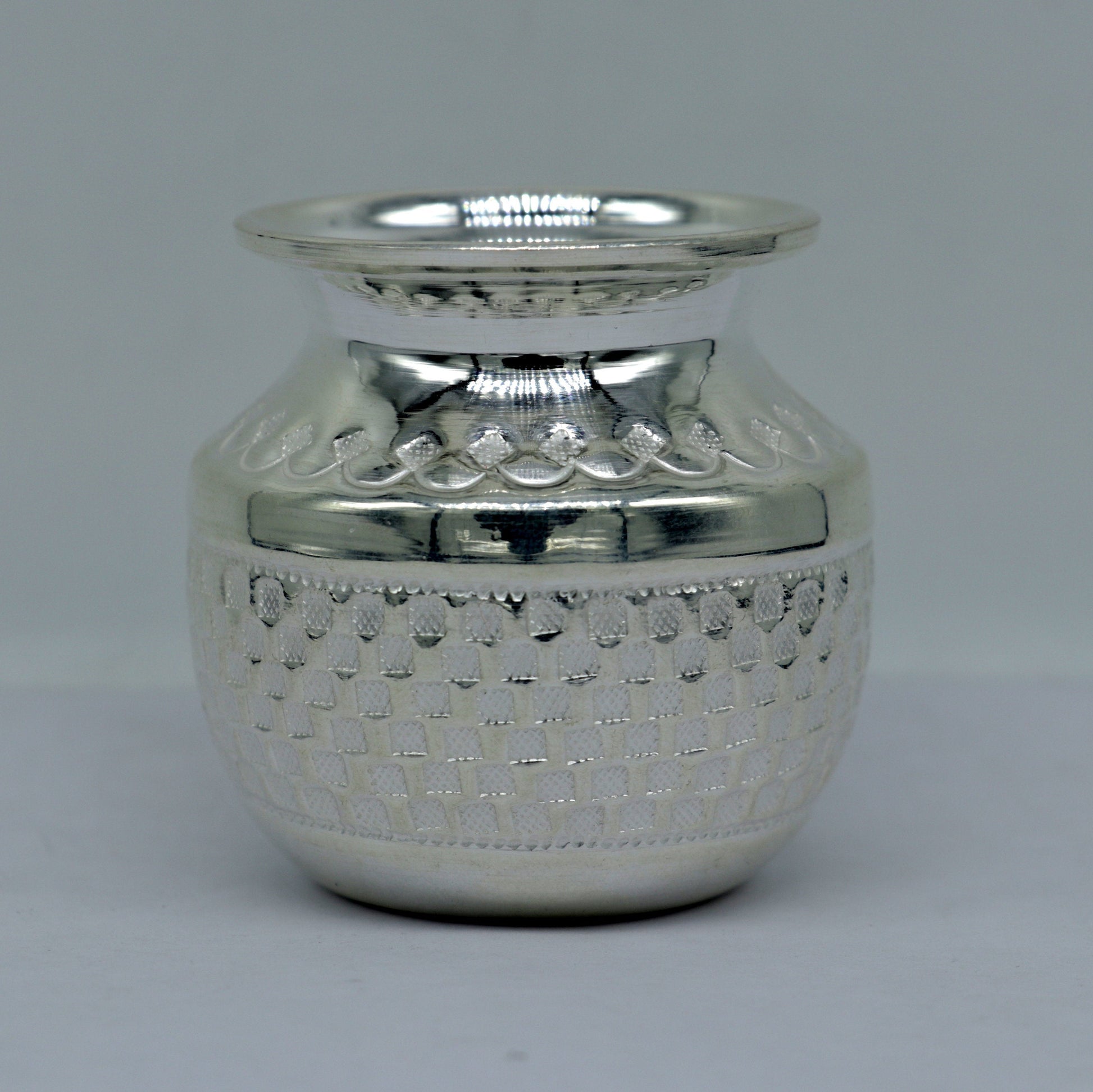 Pure 925 sterling silver handmade vintage design kalash or pot, unique special silver puja article, water or milk kalas pot from india sv160 - TRIBAL ORNAMENTS