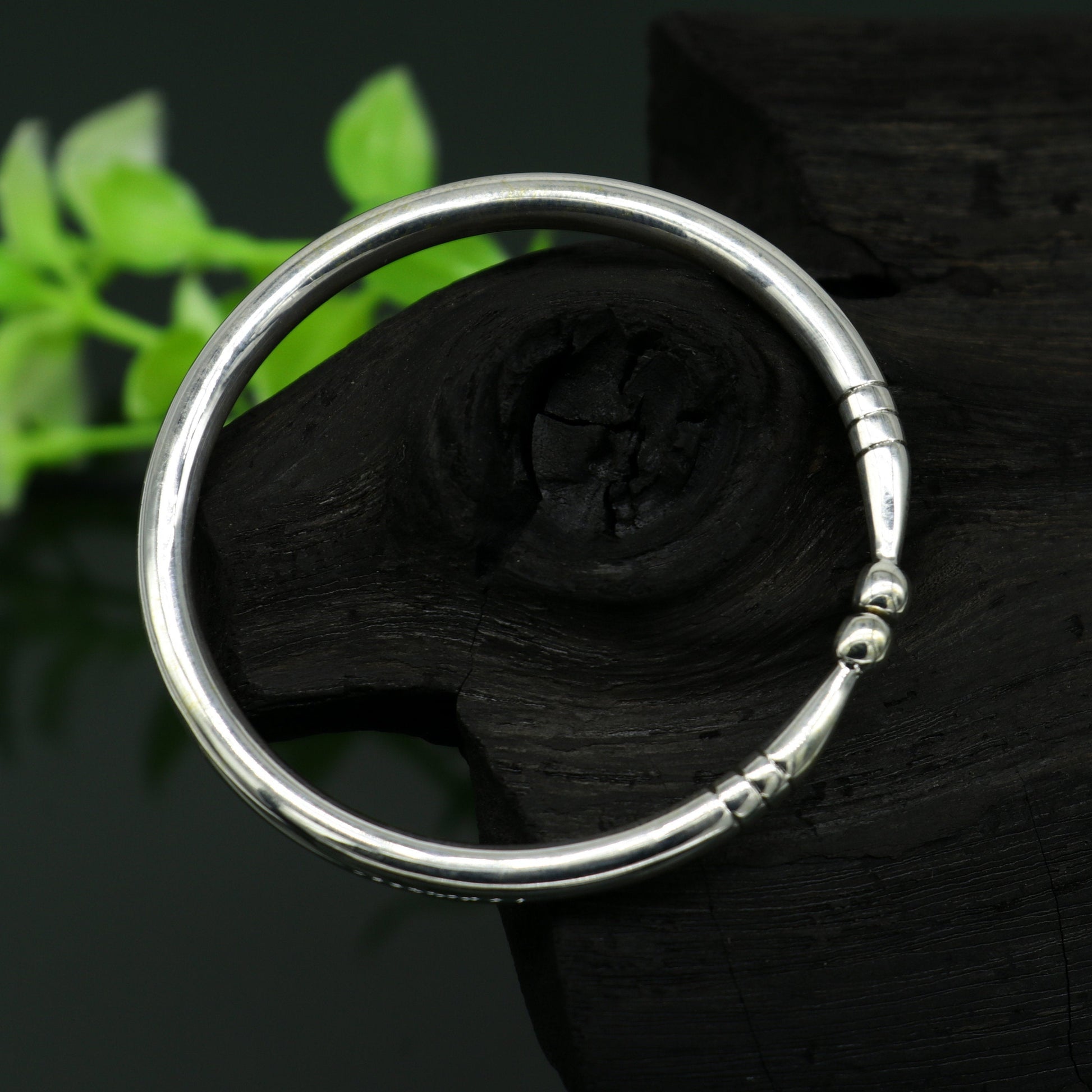 Pure 925 sterling silver solid plain shiny design new born baby bangle kada, baby bracelet kada, best gifting adjustable kada nbbk223 - TRIBAL ORNAMENTS