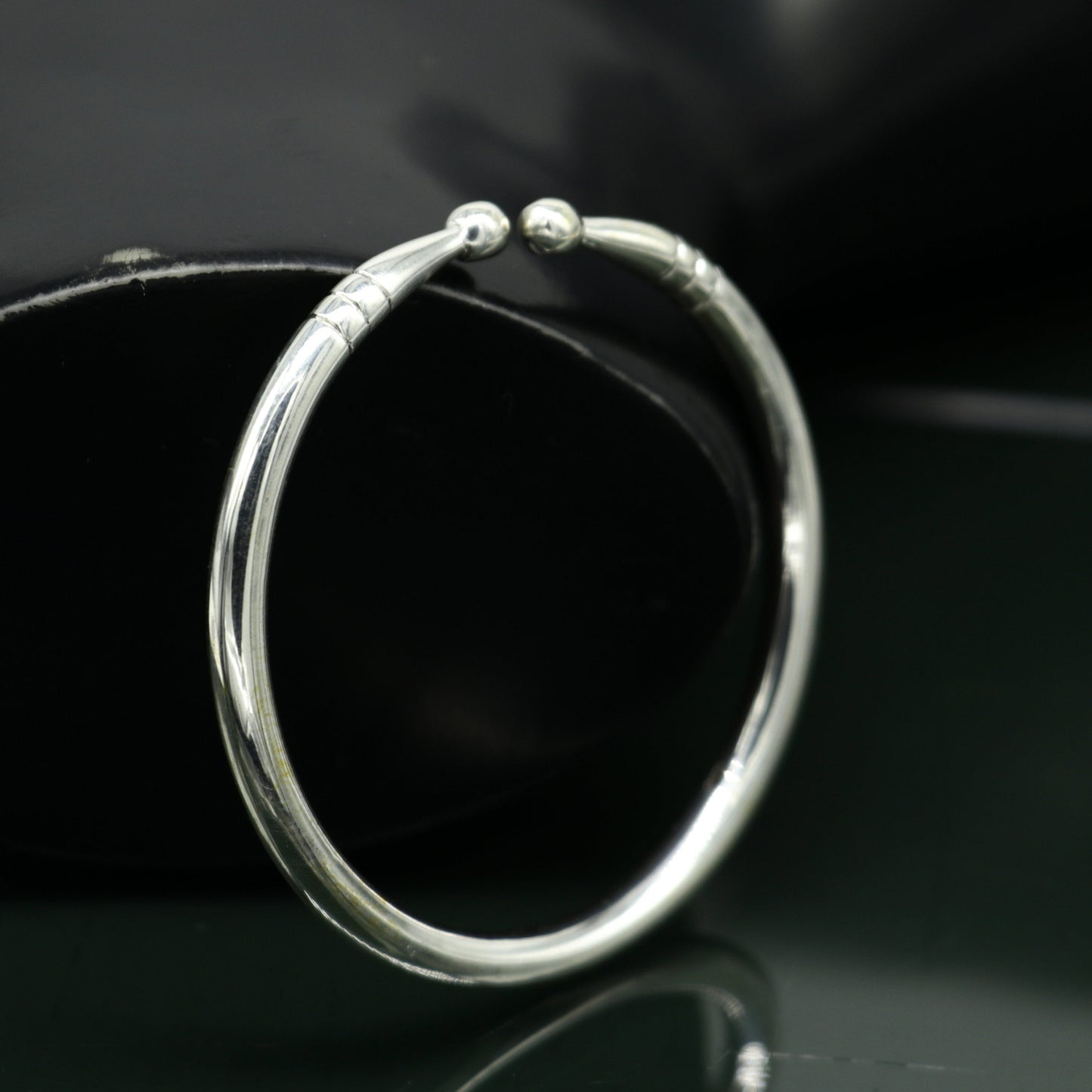 Pure 925 sterling silver solid plain shiny design new born baby bangle kada, baby bracelet kada, best gifting adjustable kada nbbk223 - TRIBAL ORNAMENTS