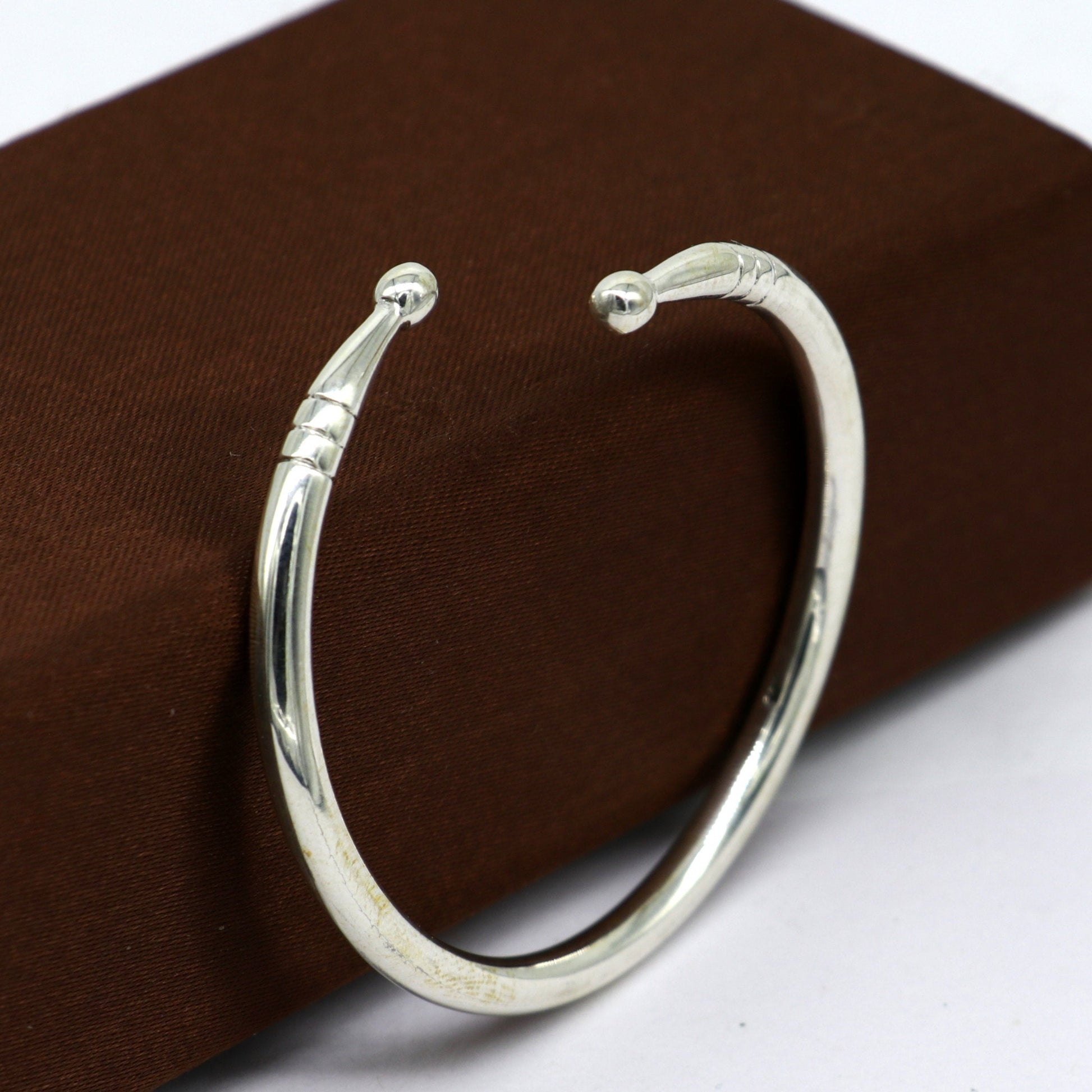 Pure 925 sterling silver solid plain shiny design new born baby bangle kada, baby bracelet kada, best gifting adjustable kada nbbk223 - TRIBAL ORNAMENTS
