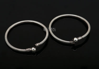 Vintage 925 sterling silver ball style bangle bracelet by Tribal Ornaments, showcasing ethnic design for men or girls.