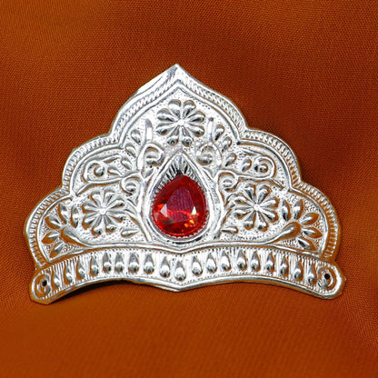 Pure 925 sterling silver vintage antique design mukut (crown), amazing handmade enamel design silver god crown home temple god hat su01031 - TRIBAL ORNAMENTS