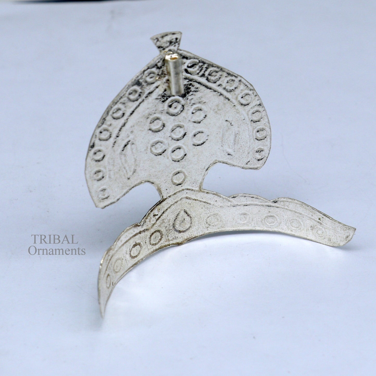 Pure 925 sterling silver vintage antique design mukut (crown), amazing handmade enamel design silver god crown home temple god hat su695 - TRIBAL ORNAMENTS