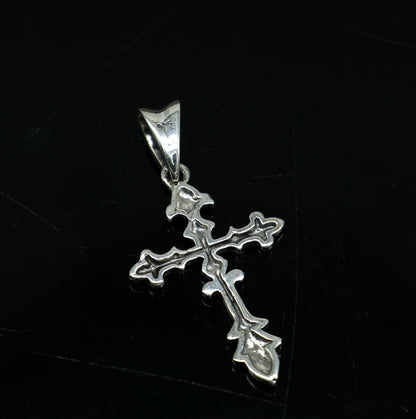 Sterling silver cross pendant by TRIBAL ORNAMENTS featuring a vintage, stylish unisex design, perfect for gifting jewelry.