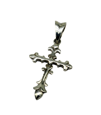 Sterling silver stylish cross pendant by Tribal Ornaments, vintage design, unisex jewelry, perfect for gifting.