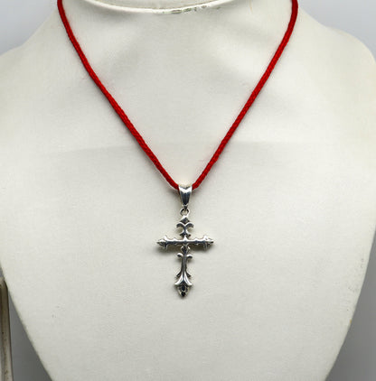 Sterling silver cross pendant by TRIBAL ORNAMENTS, vintage-style unisex jewelry with intricate design, perfect for gifting