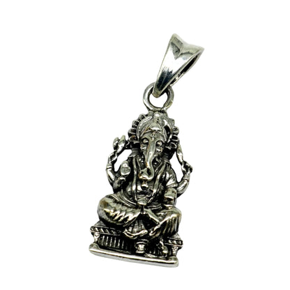 Sterling silver Ganesha pendant featuring intricate Hindu goddess design, stylish and perfect for gifting jewelry.