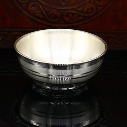 Pure 999 fine silver bowl, silver utensils from india, plain high quality silver vessel, silver kitchen utensils baby serving bowl sv196 - TRIBAL ORNAMENTS