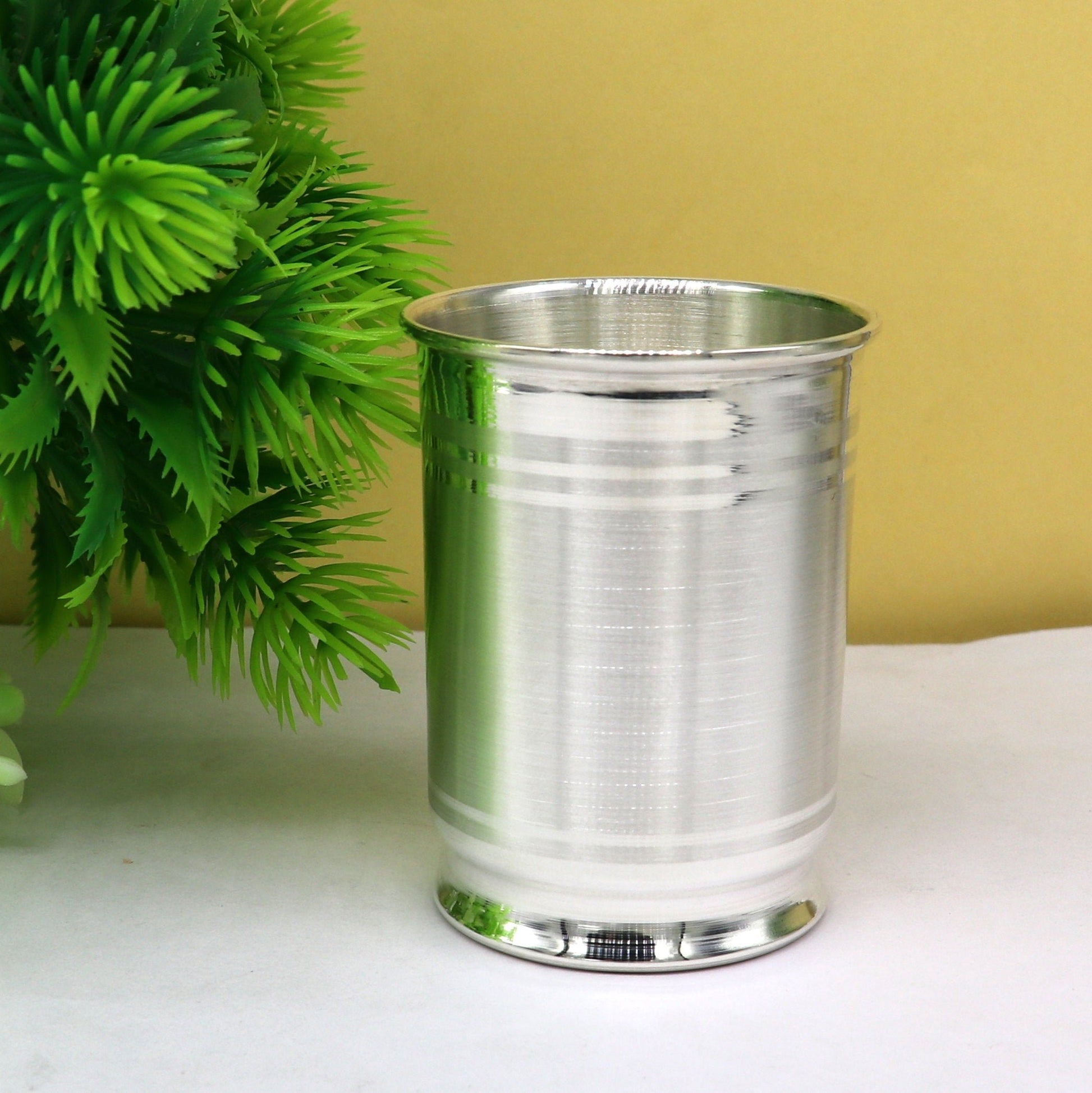 Pure 999 fine silver handmade vessel, water/milk Glass tumbler, silver flask, baby kids silver utensils stay healthy gift article  sv104 - TRIBAL ORNAMENTS