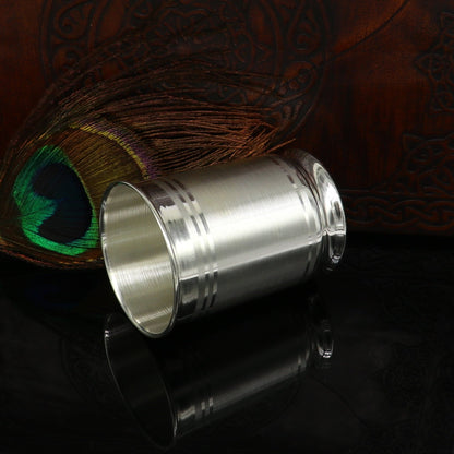 Pure 999 fine silver handmade vessel, water/milk Glass tumbler, silver flask, baby kids silver utensils stay healthy gift article  sv104 - TRIBAL ORNAMENTS