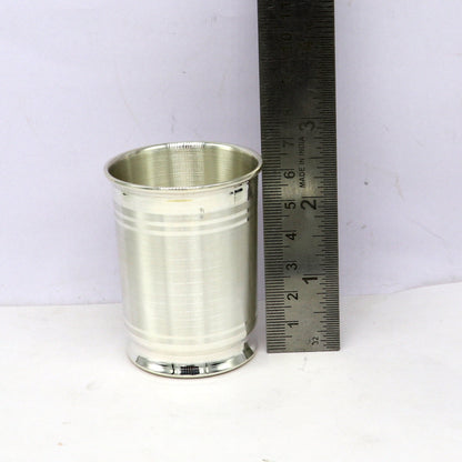 Pure 999 fine silver handmade vessel, water/milk Glass tumbler, silver flask, baby kids silver utensils stay healthy gift article  sv104 - TRIBAL ORNAMENTS