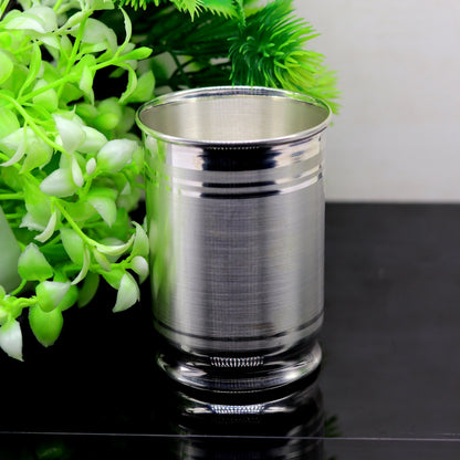 Pure 999 fine silver handmade vessel, water/milk Glass tumbler, silver flask, baby kids silver utensils stay healthy water glass sv100 - TRIBAL ORNAMENTS