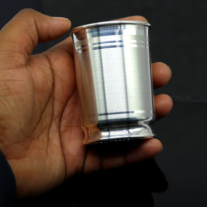 Pure 999 fine silver handmade vessel, water/milk Glass tumbler, silver flask, baby kids silver utensils stay healthy water glass sv100 - TRIBAL ORNAMENTS