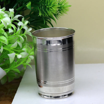 Pure 999 fine silver handmade water and milk tumbler, silver flask, and baby silver utensils by TRIBAL ORNAMENTS.