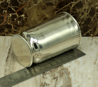 Pure 999 fine silver handmade water and milk tumbler, silver flask, and baby silver utensils from TRIBAL ORNAMENTS.