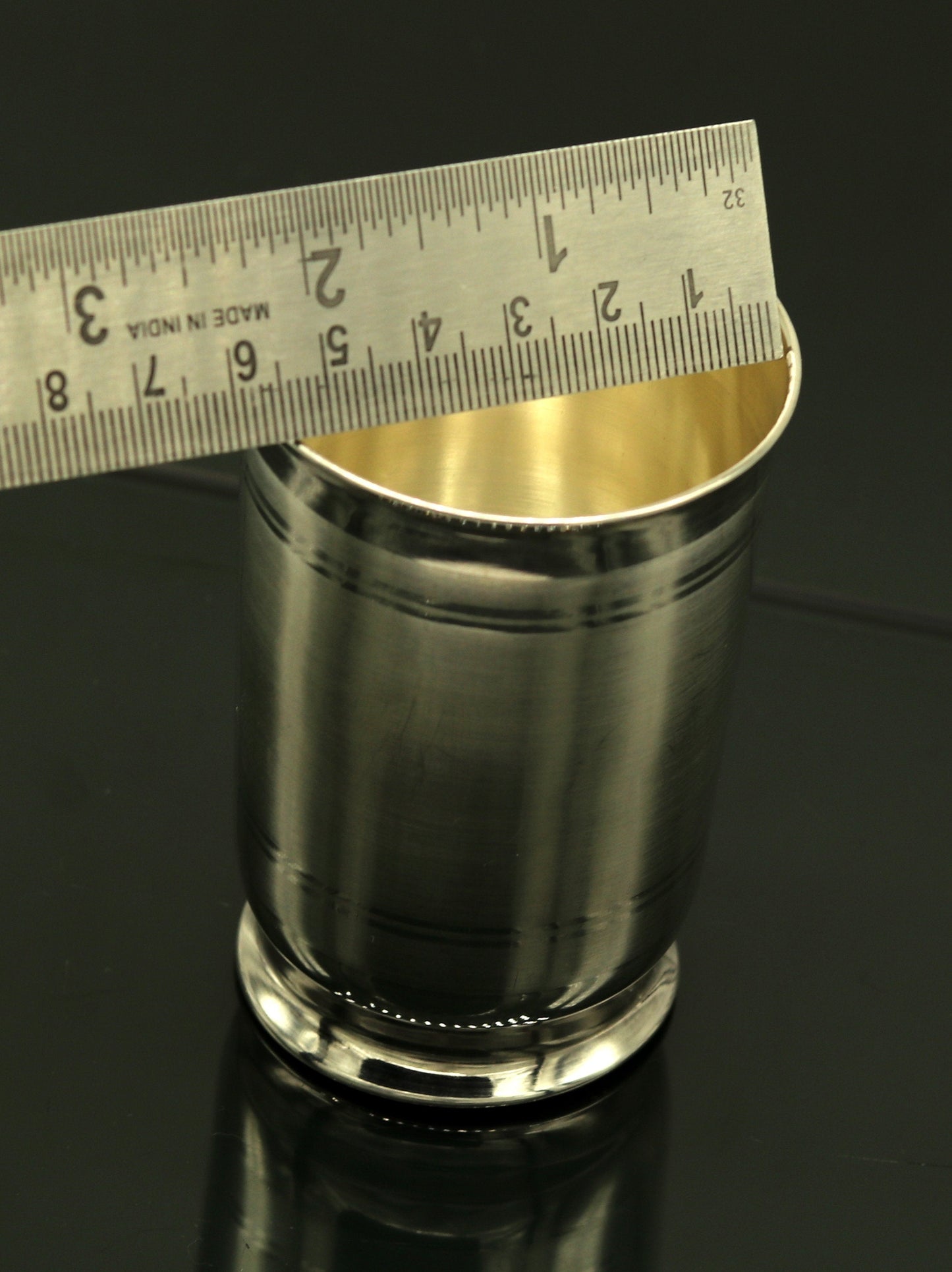 Pure 999 fine silver handmade water and milk glass tumbler, silver flask, and baby silver utensils by TRIBAL ORNAMENTS.