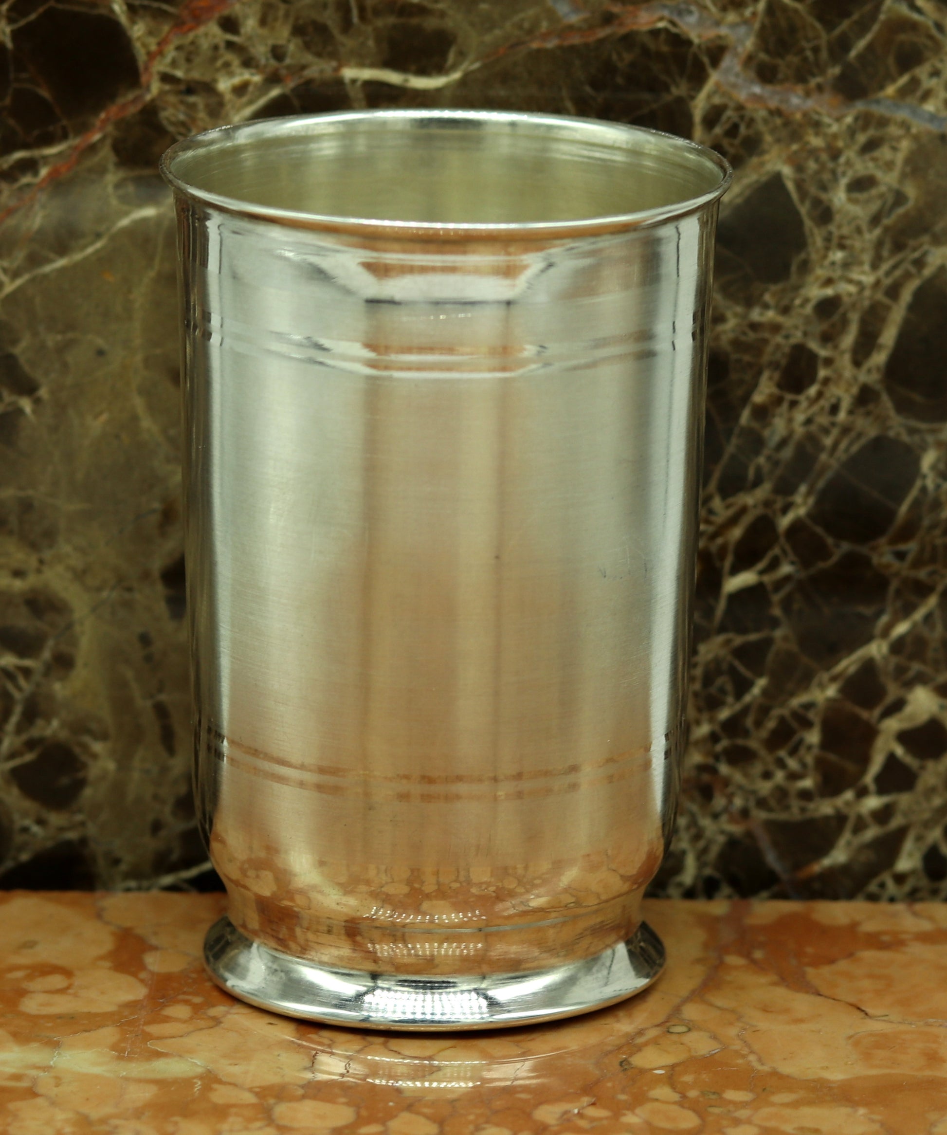 Pure 999 fine silver handmade water and milk glass tumbler, silver flask, and baby silver utensils by TRIBAL ORNAMENTS.