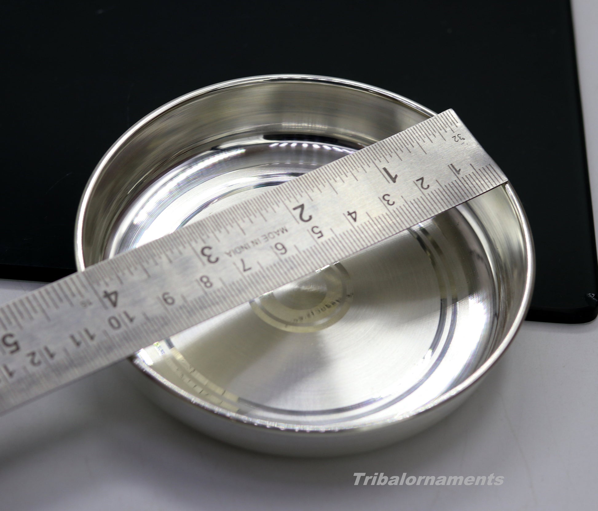 Pure 999 solid fine silver handmade plate or tray with spoon, excellent serving to baby kids food milk, silver utensils, vessels sv33 - TRIBAL ORNAMENTS