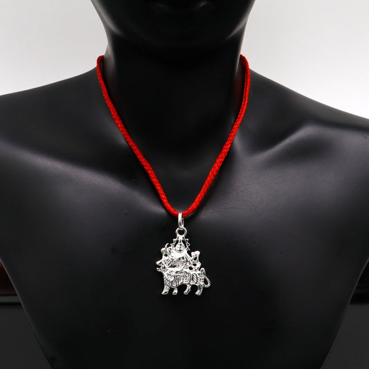 Pure fine 925 sterling silver maa bhawani flexible pedant, fabulous silver unisex pendant  jewelry from India, unique fancy jewelry ssp424 - TRIBAL ORNAMENTS
