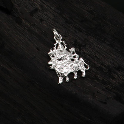 925 sterling silver Maa Bhawani pendant from Tribal Ornaments, unisex, intricate Indian jewelry with a flexible design.