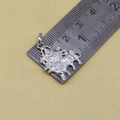 925 sterling silver Maa Bhawani pendant from TRIBAL ORNAMENTS, unisex jewelry featuring a flexible, intricate religious design.