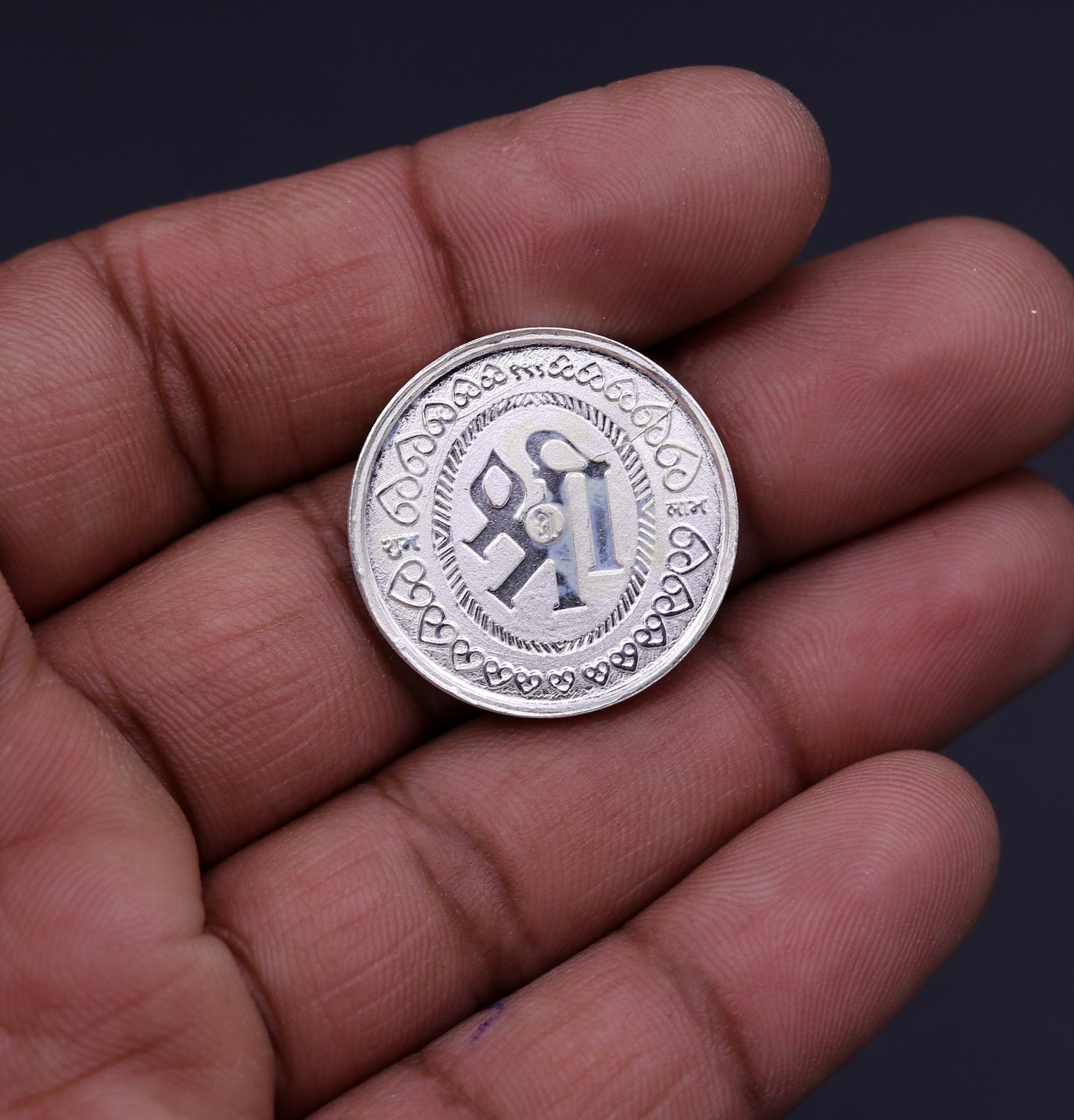 Pure solid 999 silver Indian idol Lord Ganesha and Laxmi print coin, 5 grams, collectible and ideal for gifting.