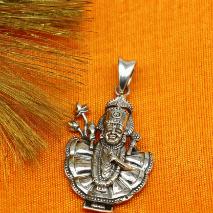 Sterling silver Lord Krishna Shreenathji pendant, handmade unisex Hindu jewelry, tribal ornaments design, elegant gift accessory