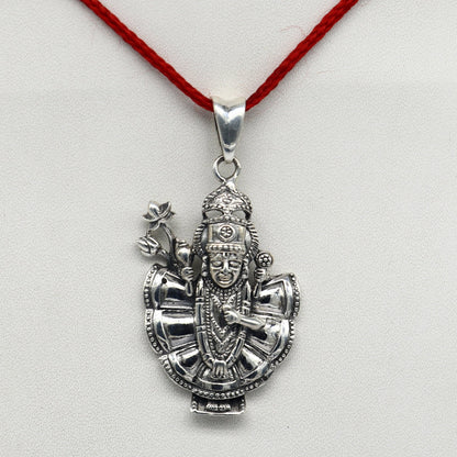 Sterling silver Lord Krishna Shrinathji pendant by Tribal Ornaments, handmade unisex Hindu deity jewelry, perfect for gifting.