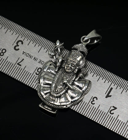 Unisex 925 sterling silver Lord Krishna Shreenathji pendant, handmade Hindu deity jewelry by TRIBAL ORNAMENTS.
