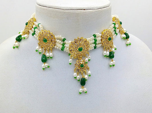 sale 22k yellow gold fit necklace pendant women jewellery pearl - TRIBAL ORNAMENTS