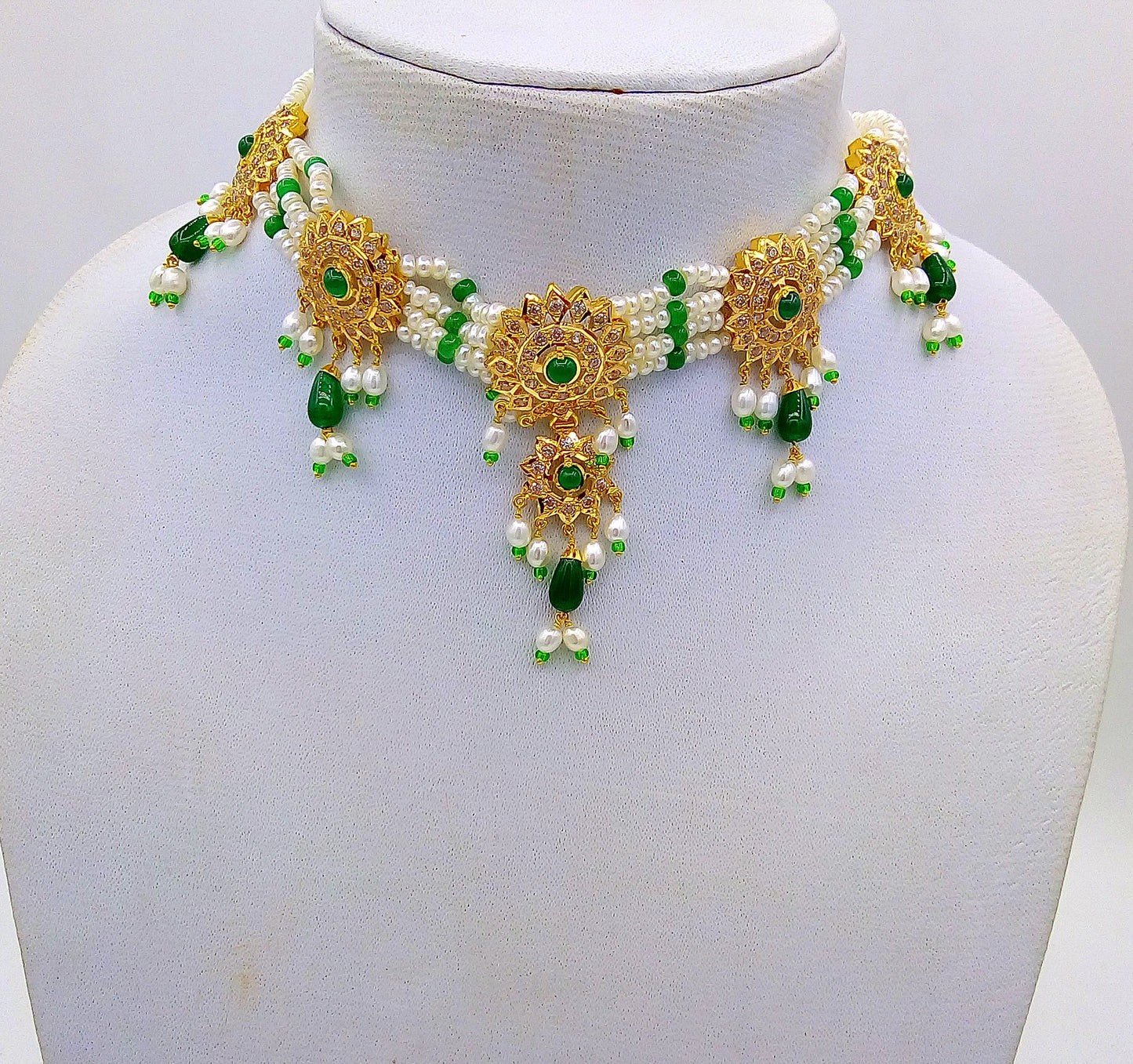 sale 22k yellow gold fit necklace pendant women jewellery pearl - TRIBAL ORNAMENTS