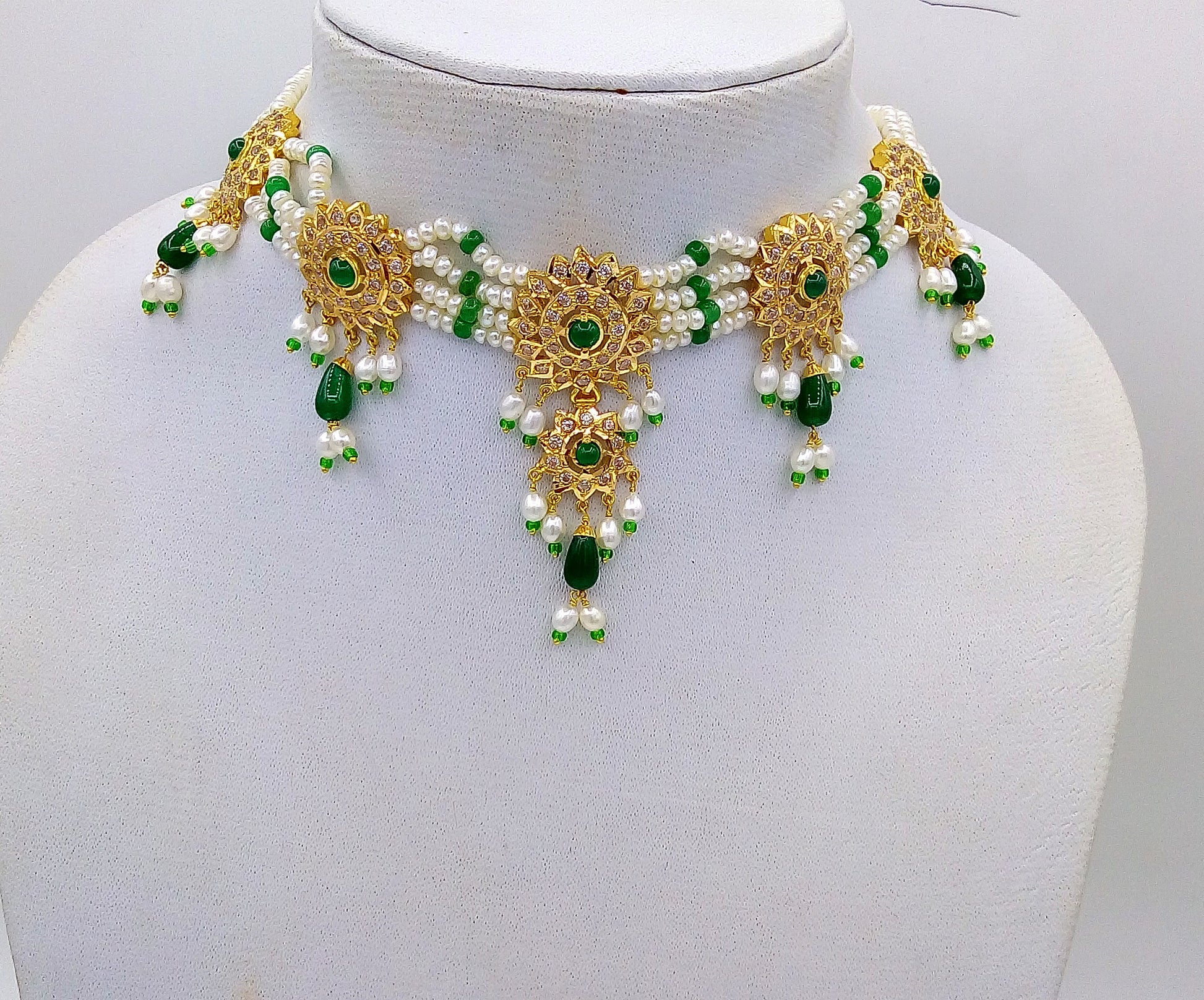 sale 22k yellow gold fit necklace pendant women jewellery pearl - TRIBAL ORNAMENTS