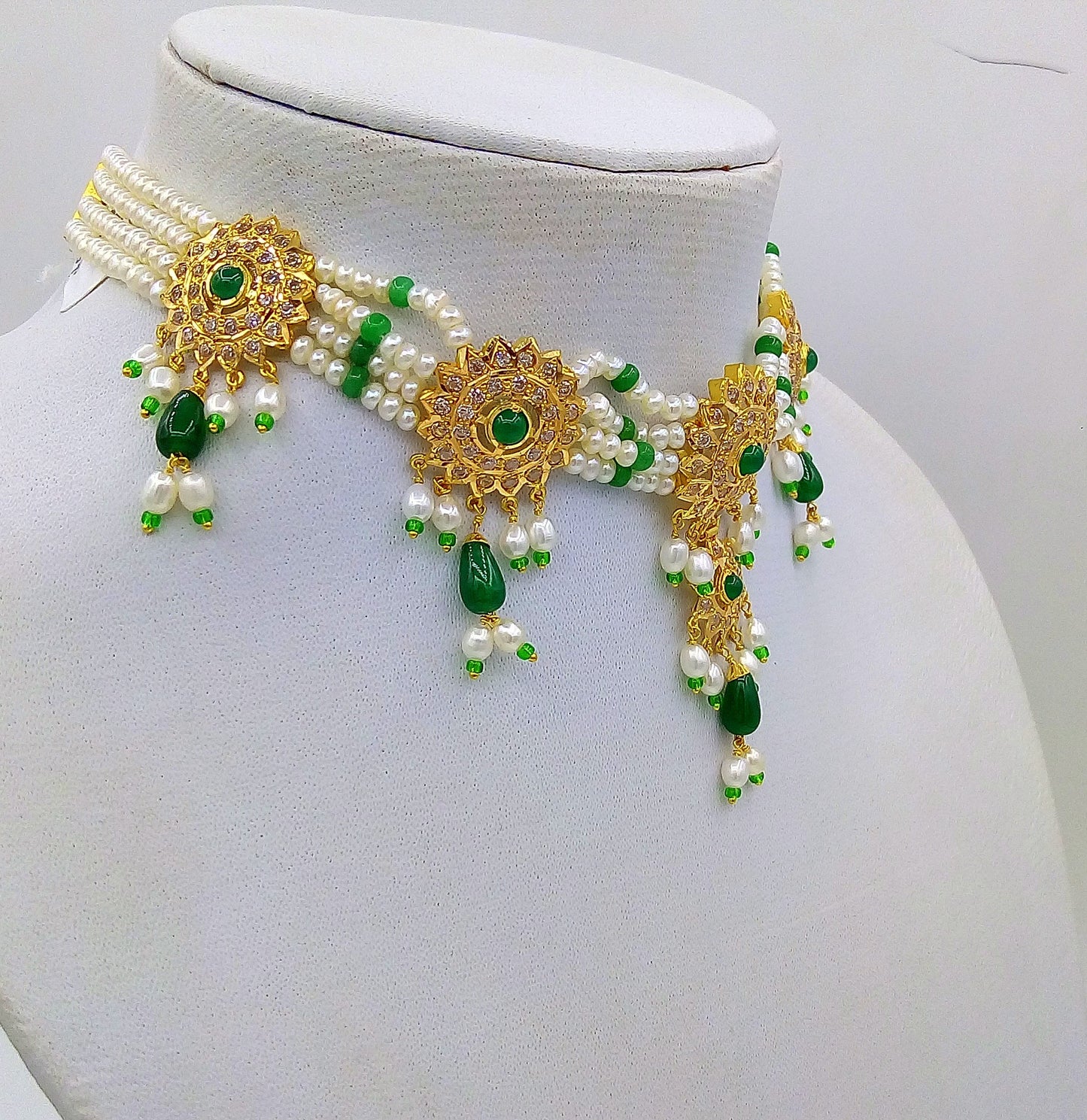 sale 22k yellow gold fit necklace pendant women jewellery pearl - TRIBAL ORNAMENTS