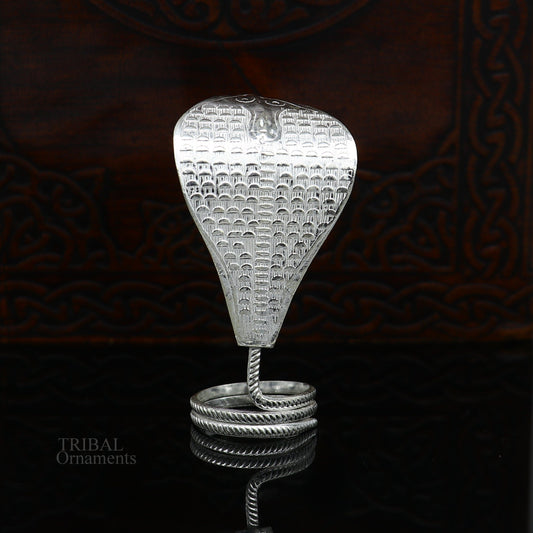 Shiva Snake Solid silver handmade Divine vintage style mini snake or shiva snake for puja or worshipping, solid Diwali puja article su627 - TRIBAL ORNAMENTS