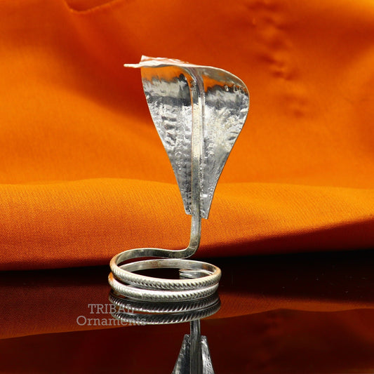 Shiva Snake Solid silver handmade Divine vintage style mini snake or shiva snake for puja or worshipping, solid Diwali puja article su748 - TRIBAL ORNAMENTS