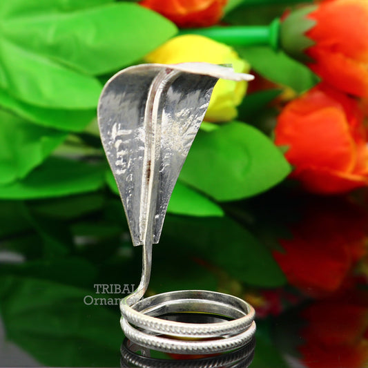Shiva Snake Solid silver handmade Divine vintage style mini snake or shiva snake for puja or worshipping, solid Diwali puja article su748 - TRIBAL ORNAMENTS