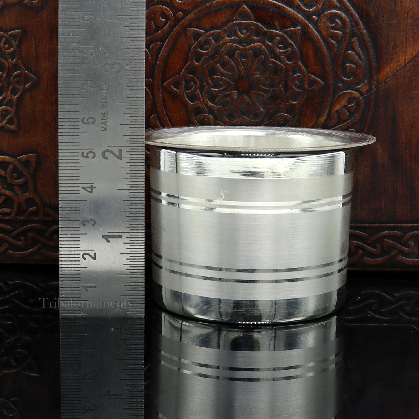 Silver Elegant Ghee pot patra puja or worshipping silver ghee bowl or pot, Butter pot for kitchen, silver puja utensils from India su542 - TRIBAL ORNAMENTS