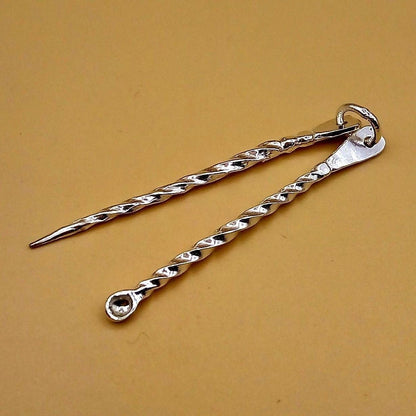 Silver handmade teeth cleaner and ear wax removal silver sticks fabulous twisted shape design - TRIBAL ORNAMENTS