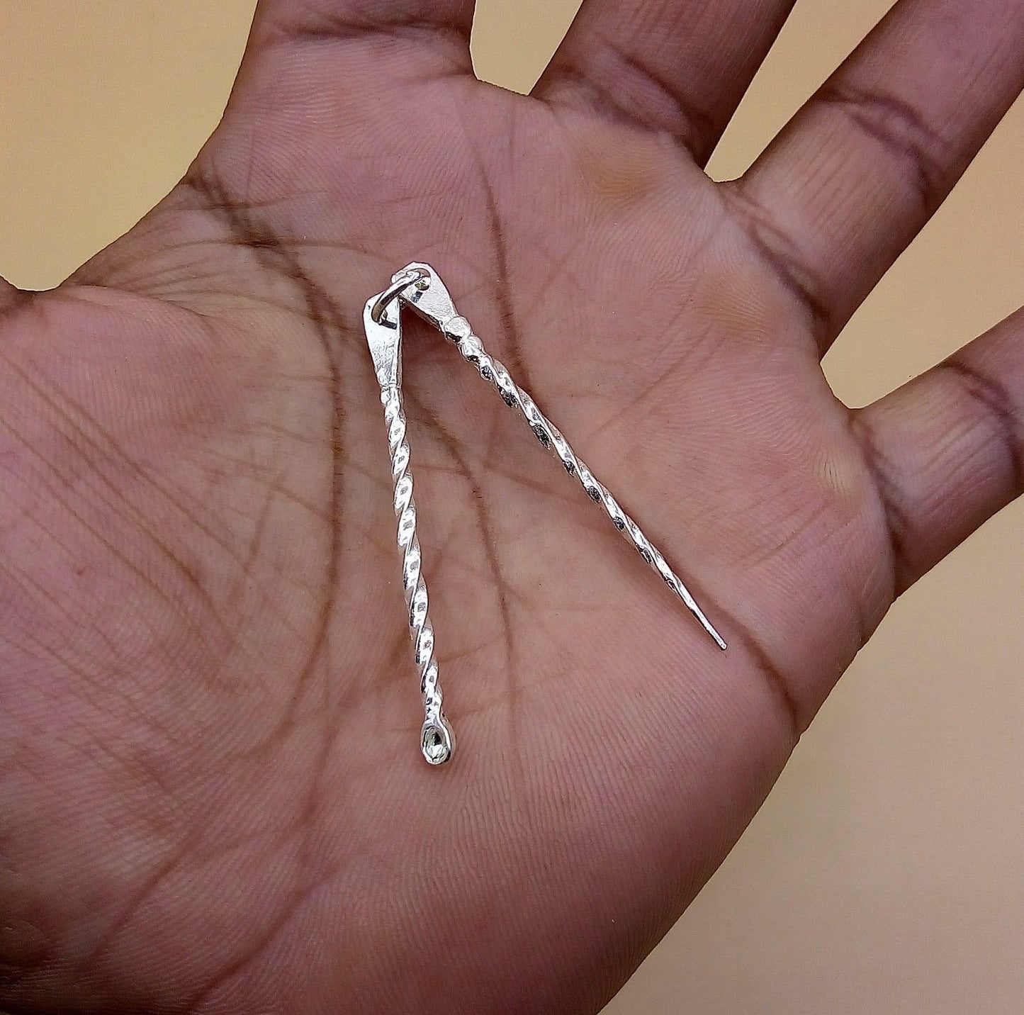 Silver handmade teeth cleaner and ear wax removal silver sticks fabulous twisted shape design - TRIBAL ORNAMENTS