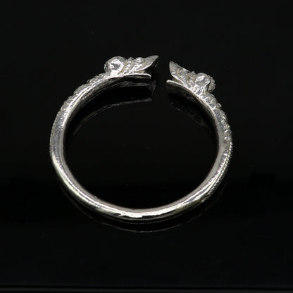 Solid 925 silver crocodile design bangle cuff bracelet for men, handcrafted jewelry with vintage antique style from TRIBAL ORNAMENTS.
