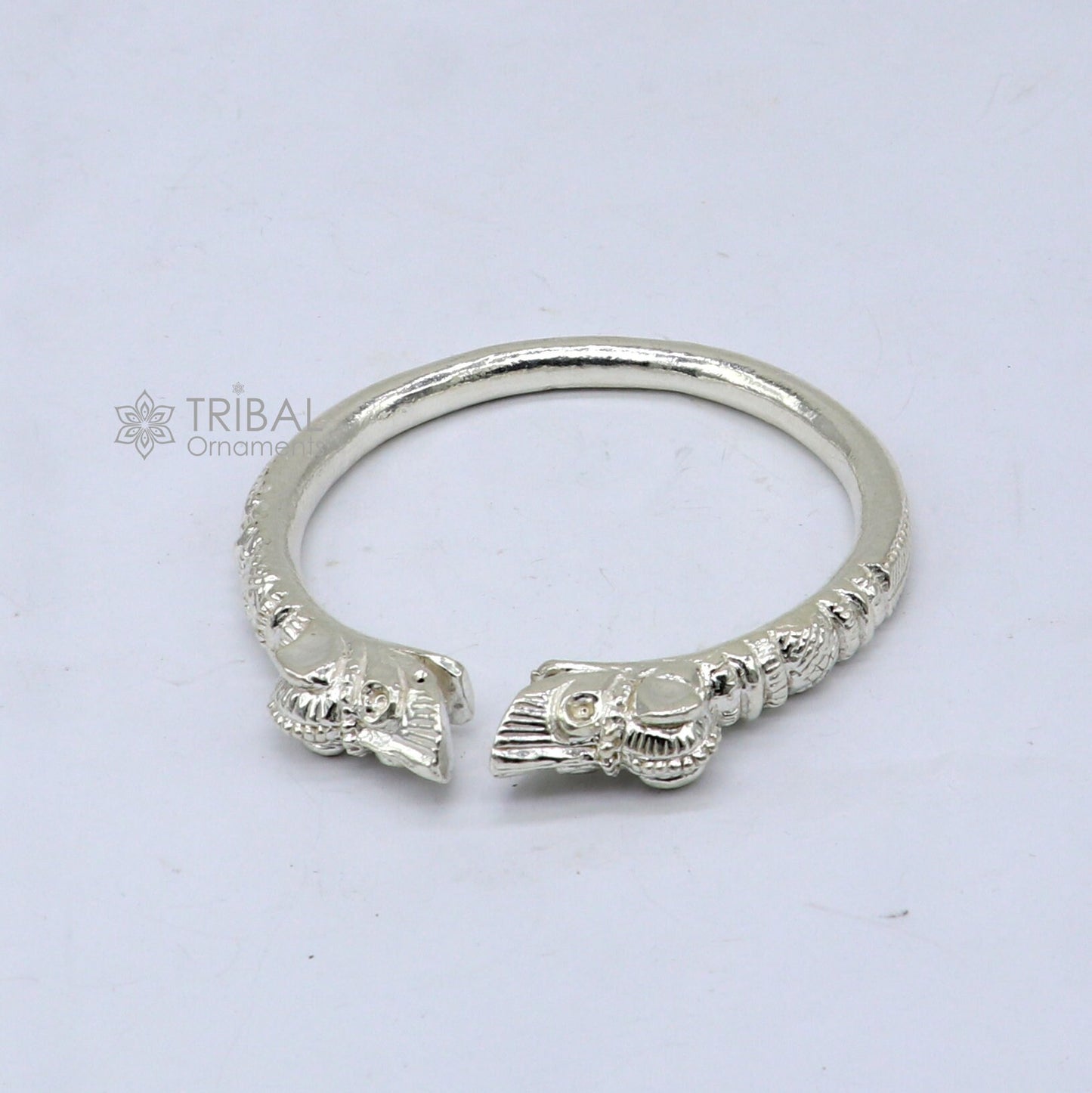 Solid 925 silver crocodile design bangle cuff bracelet for men, handcrafted vintage style, adjustable tribal jewelry from TRIBAL ORNAMENTS.