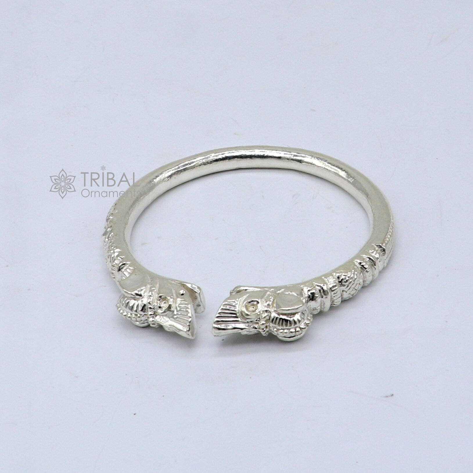 Solid 925 silver crocodile design bangle cuff bracelet for men, handcrafted vintage style, adjustable tribal jewelry from TRIBAL ORNAMENTS.