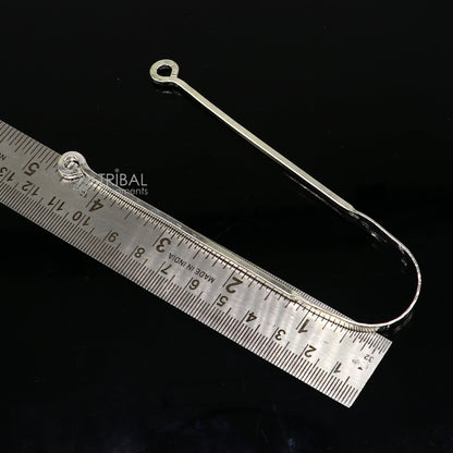 Solid 925 silver handmade U-shaped tongue cleaner, 9 inches long, from TRIBAL ORNAMENTS, designed for healthy oral hygiene.