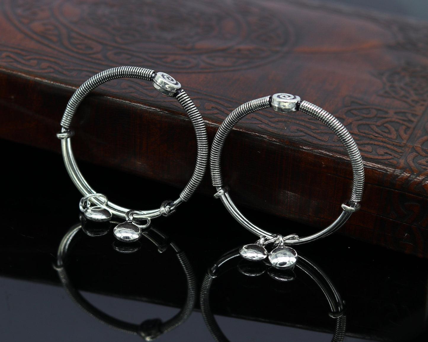 Solid 925 sterling silver handmade stylish designer fancy baby adjustable bangles bracelet, excellent kids charm jewelry bbk76 - TRIBAL ORNAMENTS